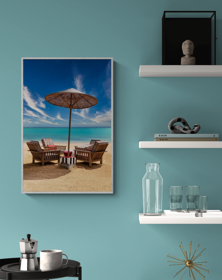 Beach Umbrella & Chairs on Beach