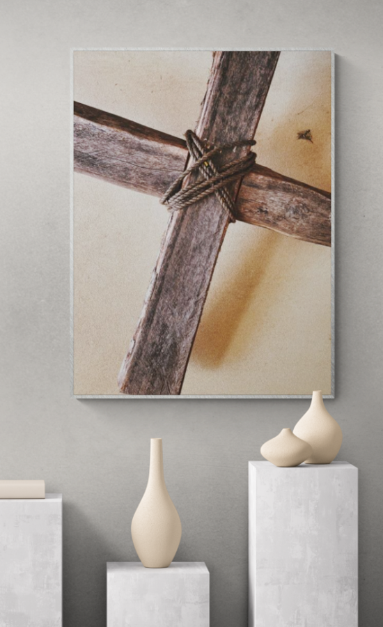 Rustic Wooden & Rope Cross