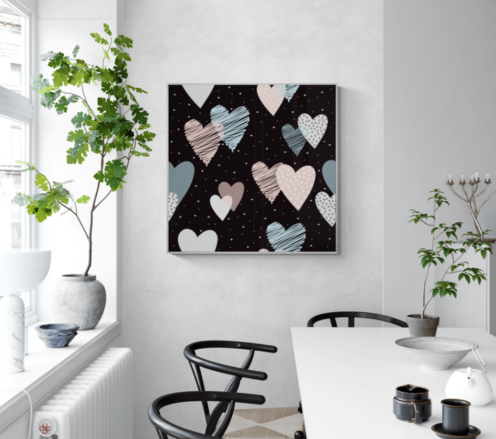 Patchwork Hearts on Black