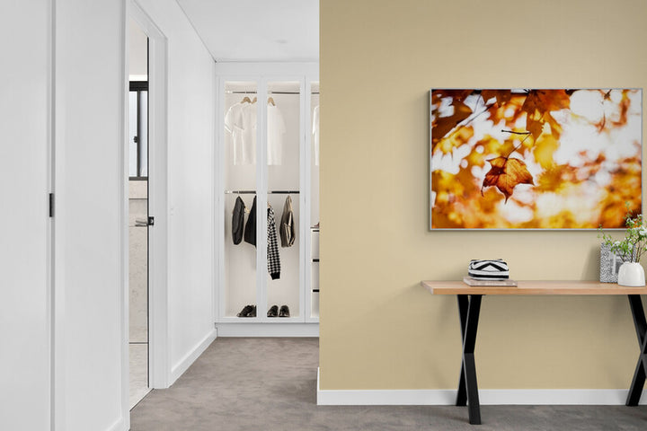 Seasonal Themed Wall Art Ideas: Sunlit Autumn Leaves in Yellow