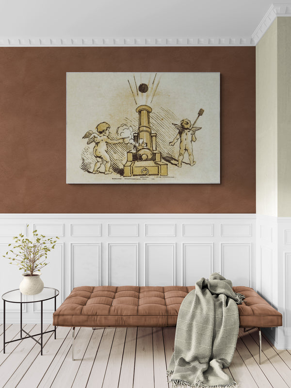 Museum Quality Wall Art Ideas:  Cupids Love Cannon 19th Century Illustration