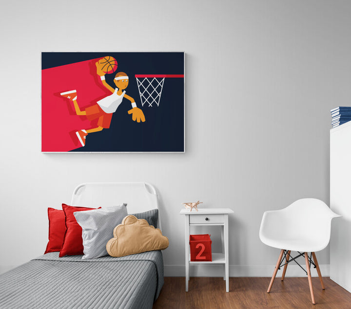 Kids Themed Wall Art Ideas: Basketball Dunk Digital Print