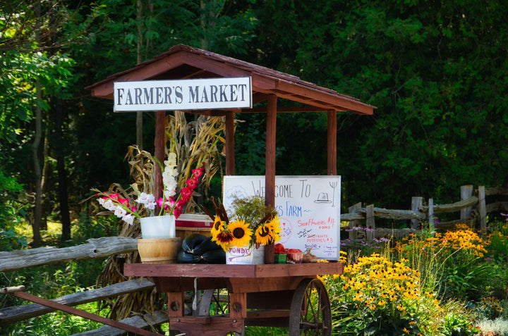 Roadside Flower & Vegetable Cart in Summer