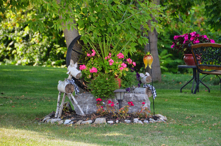 Country Garden with Birch Tree Deer