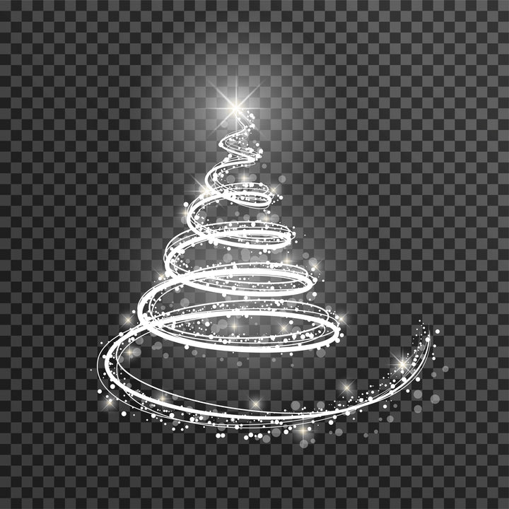 Christmas - Modern Black & White Tree Illustration