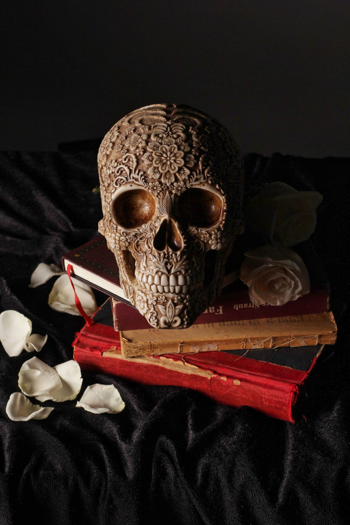 Carved Skull on Books
