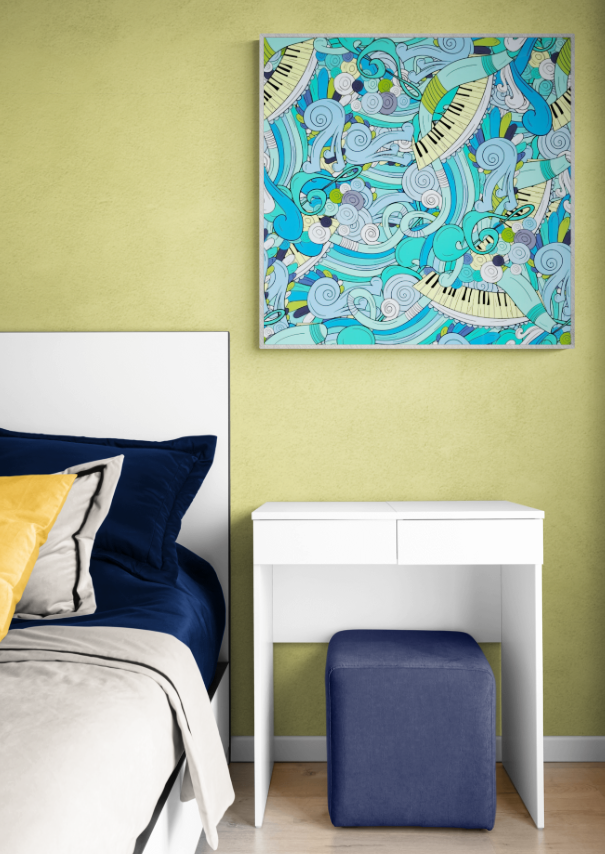 Abstract Blue Music Themed Illustration