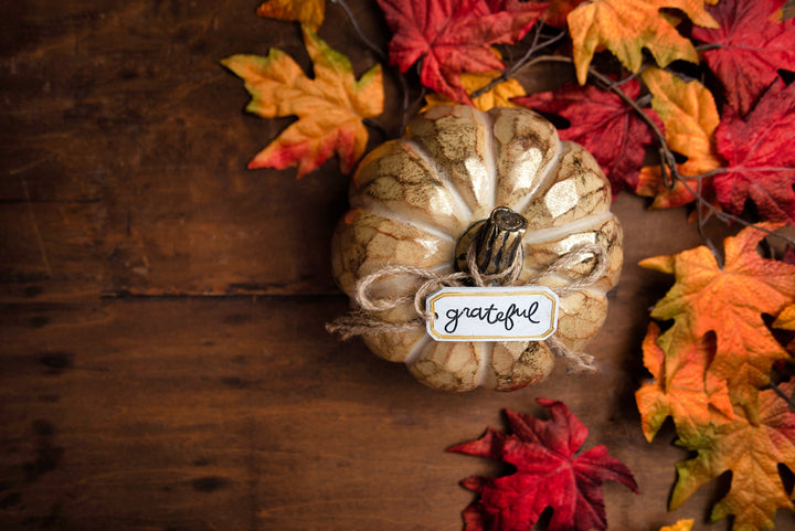 Grateful Pumpkin and Leaves